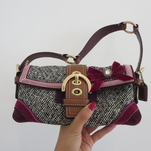 Rare Coach Tweed Soho Baguette - Picture 7 of 10